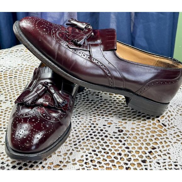 JOHNSTON & MURPHY Tassel Burgundy Sz 9 M Men Leather Slip-On Dress Loafers 3152 - Picture 4 of 15